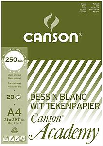 ACADEMY WIT TEKENPAPIER 250G 20VEL BLOK DIN A4 21x29.7CM