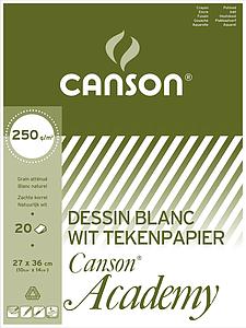 ACADEMY WIT TEKENPAPIER 250G 20VEL BLOK 27x36CM