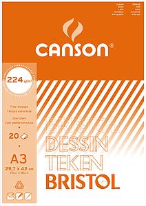 CANSON BRISTOL 224G 20VEL A3 29.7x42CM 