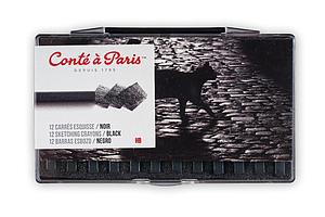 CAP CARRE KRIJT SCHETSSET - ZWART 2B - 12ST
