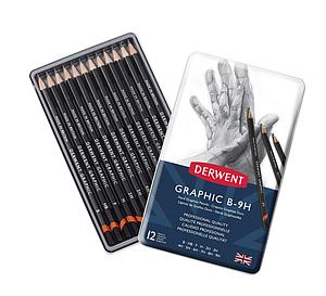 DE GRAPHIC HARD PENCILS B-9H SET  - 12 STUKS