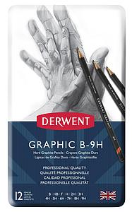 DE GRAPHIC HARD PENCILS B-9H SET  - 12 STUKS