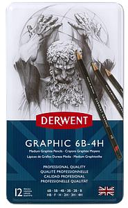 DE GRAPHIC PENCILS 6B-4H SET - 12 STUKS