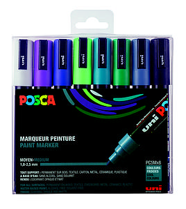 POSCA SET PC5M ASS14 - COOL COLOURS 8ST. 