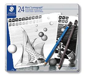 STAEDTLER GRAFIETPOTLOOD MARS LUMOGRAPH SET - 24 STUKS (20 + 4 LUMOGRAPH BLACK POTLODEN)