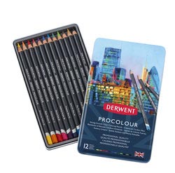 DERWENT PROCOLOUR KLEURPOTLODEN SET - 12 STUKS