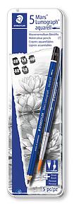 STAEDTLER GRAFIETPOTLOOD MARS LUMOGRAPH SET - 5 STUKS + PENSEEL