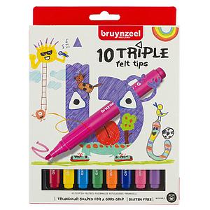 BRUYNZEEL KIDS - TRIPLE VILTSTIFT SET - 10ST