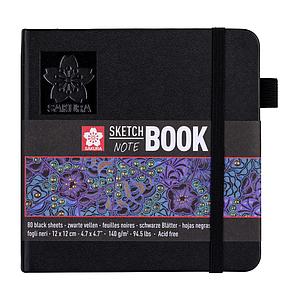 SCHETSBOEK 140G ZWART VEL 12x12CM - ZWART