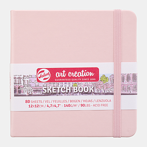 SCHETSBOEK 140G 80VEL 12x12CM - PASTEL PINK