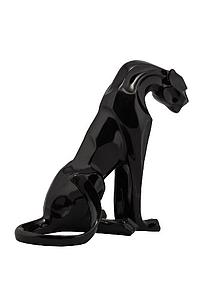 BEELDJE SITTING PANTHER ZWART 56X25X40CM - K