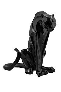 BEELDJE SITTING PANTHER ZWART 56X25X40CM - K