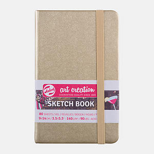 SCHETSBOEK 140G 80VEL 9x14CM - GOUD