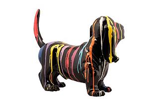 BEELDJE DOG FLOPPY EARS - ZWART 45X26X58CM - L