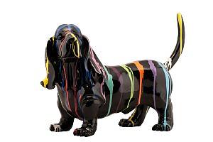 BEELDJE DOG FLOPPY EARS - ZWART 45X26X58CM - L