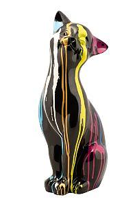 BEELDJE SITTING CAT - ZWART 53X18X24CM - I