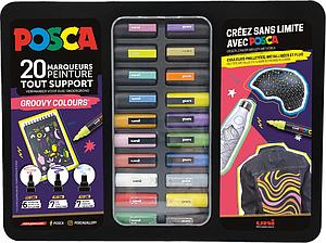 POSCA KOFFERSET METAAL 20ST GROOVY COLOURS