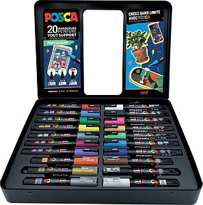 POSCA KOFFERSET METAAL 20ST POP COLOURS