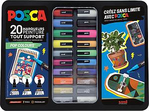 POSCA KOFFERSET METAAL 20ST POP COLOURS