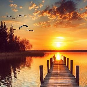 DIAMOND PAINTING MINI 25x25CM - GOLDEN LAKE SUNSET