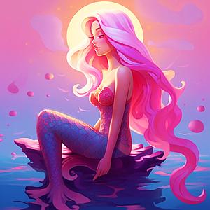 DIAMOND PAINTING MINI 25x25CM FRAMED - PINK MERMAID