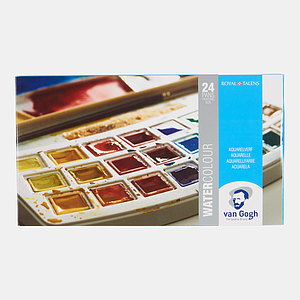 VAN GOGH POCKETBOX AQUA 24ST 1/2 NAP + PENSEEL